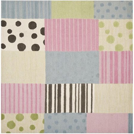 SAFAVIEH 7 x 7 ft. Square Novelty Kids Blue and Pink Hand Tufted Rug SFK322A-7SQ
